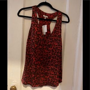 Joie Silk Red Leopard Print Racerback Tank